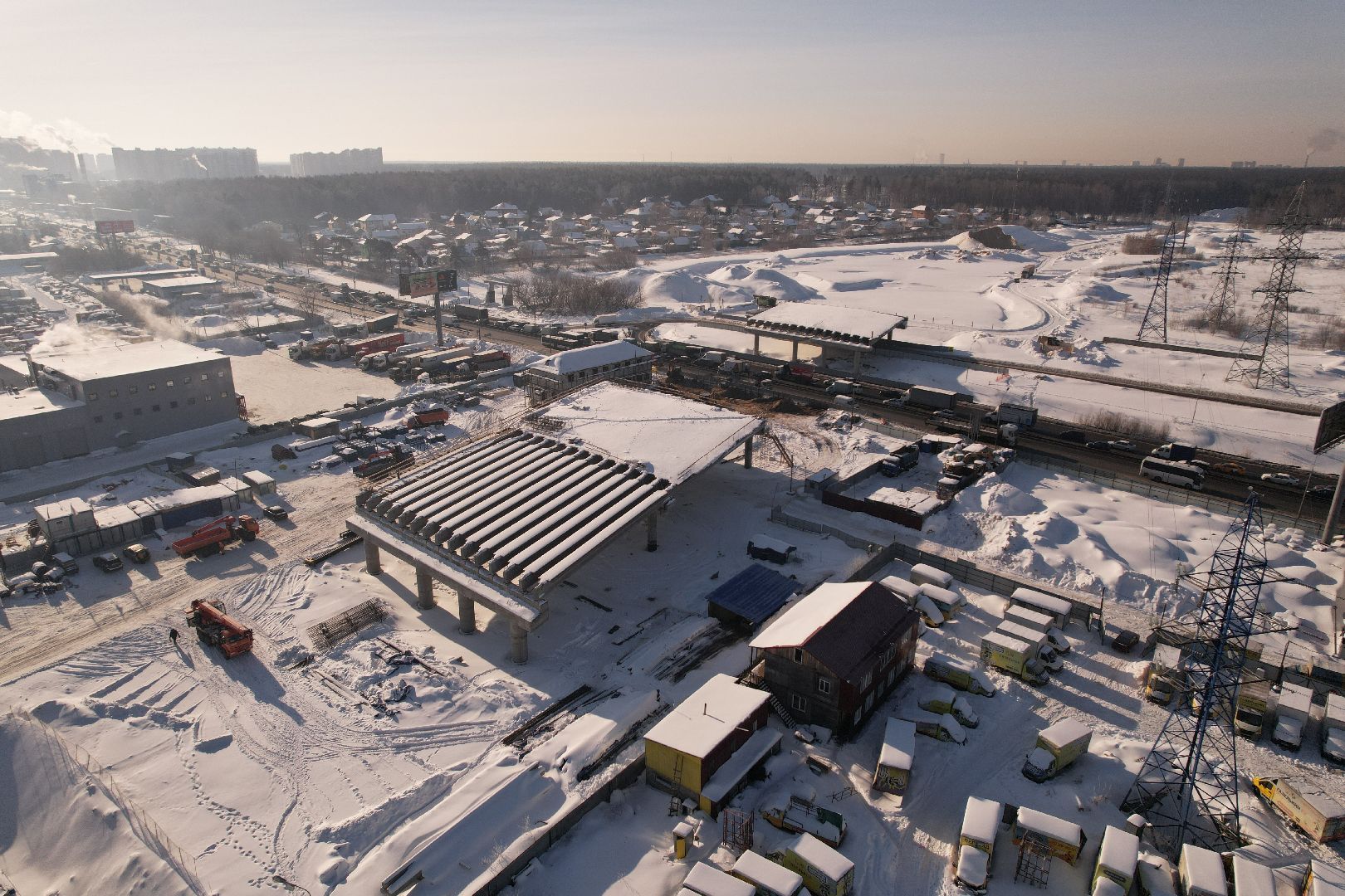 видео с коптера, люберцы, строительство, дороги,