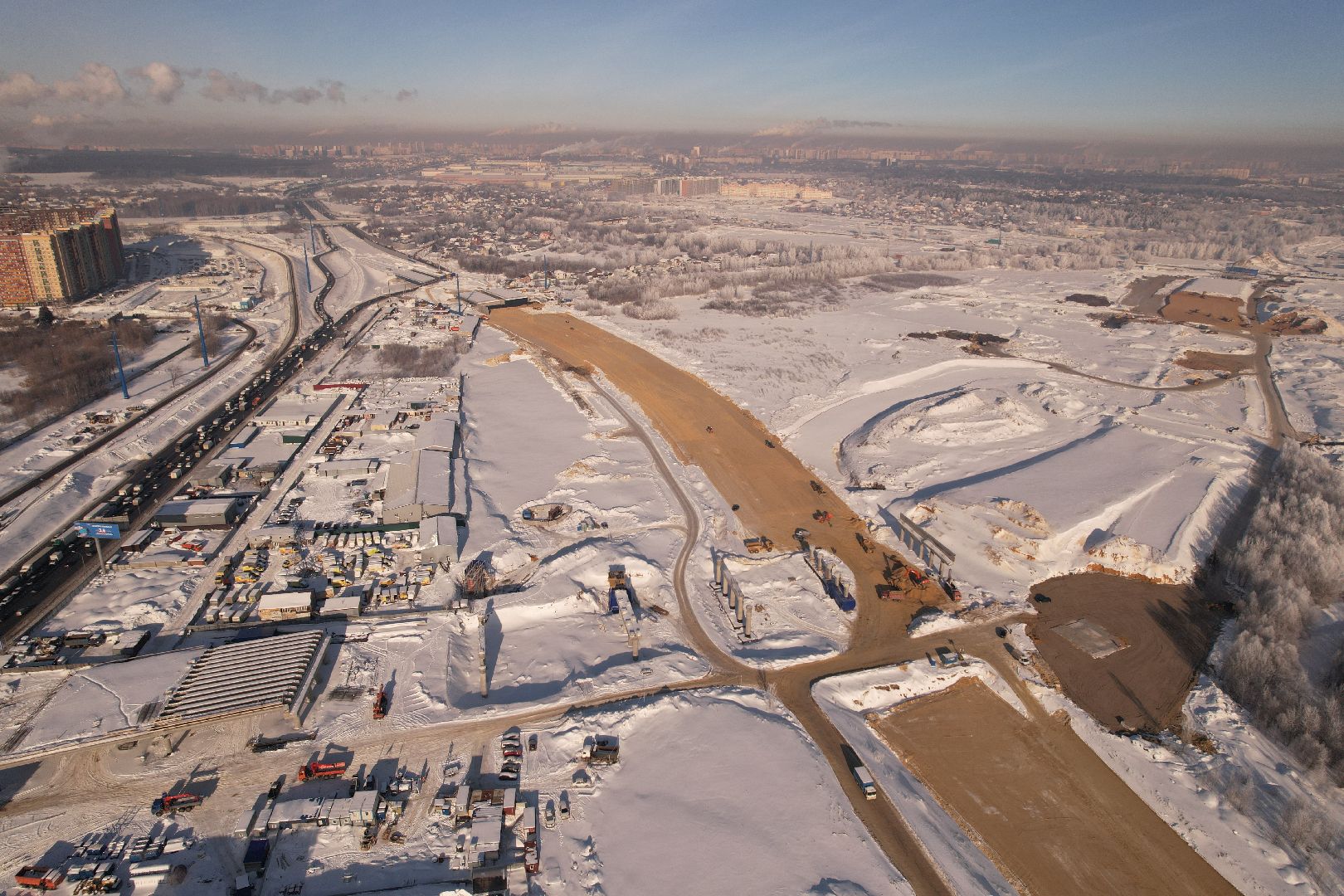 видео с коптера, люберцы, строительство, дороги,