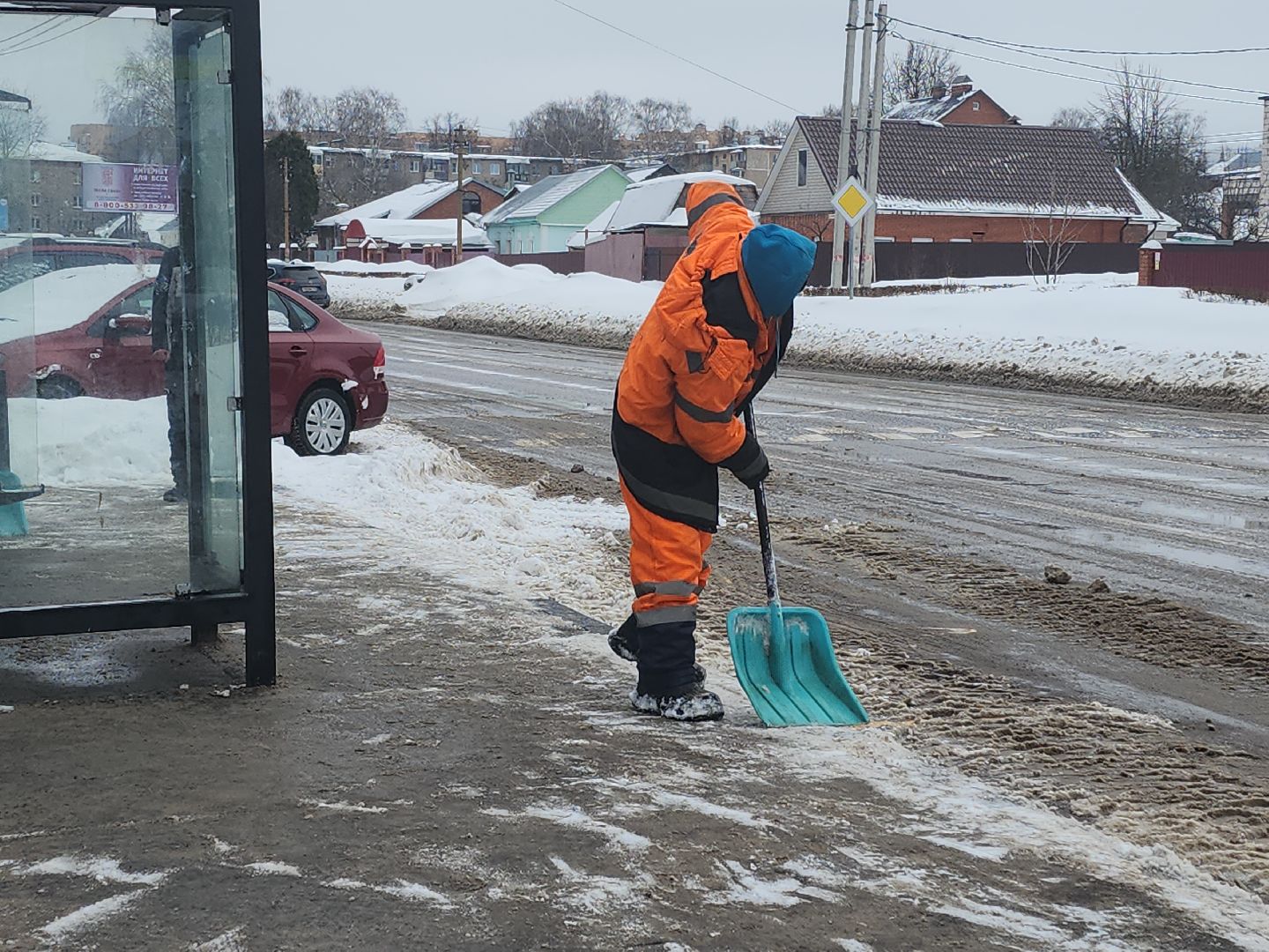 коломна, благоустройство, дороги, остановки, снег и наледь,