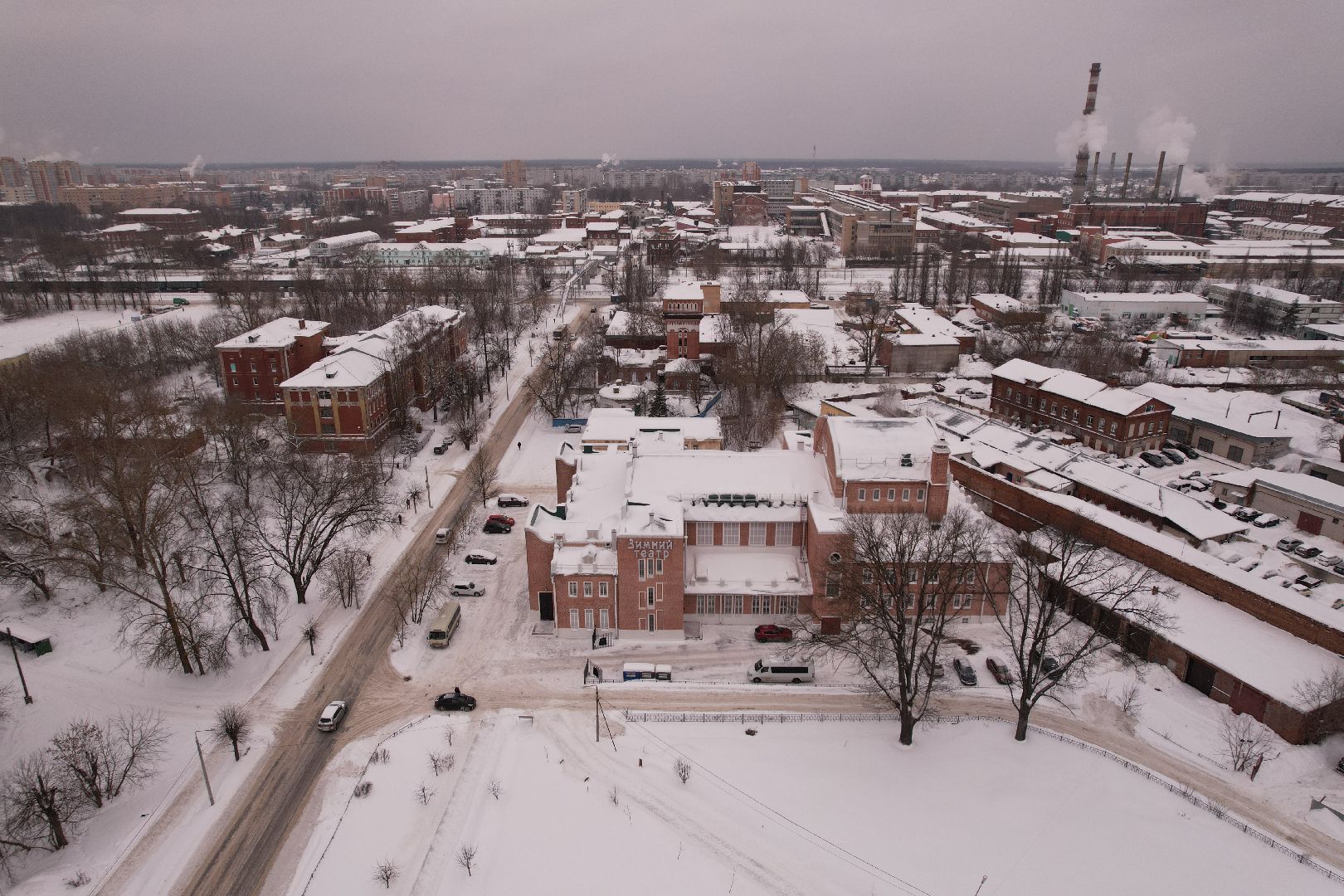 видео с коптера, зимний театр, дк,