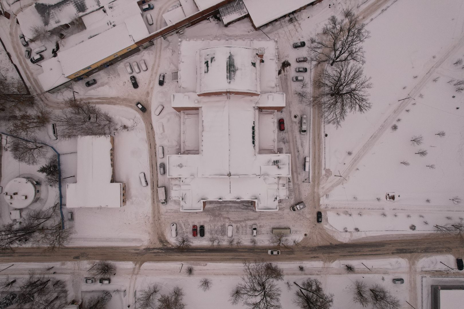 видео с коптера, зимний театр, дк,