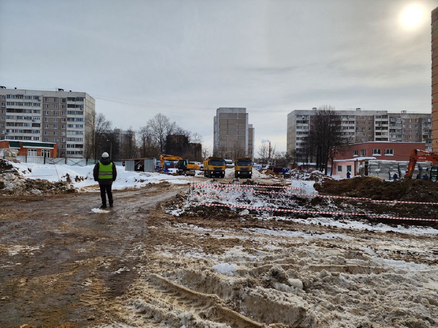 чехов, строительство, школа, прораб, стройка,