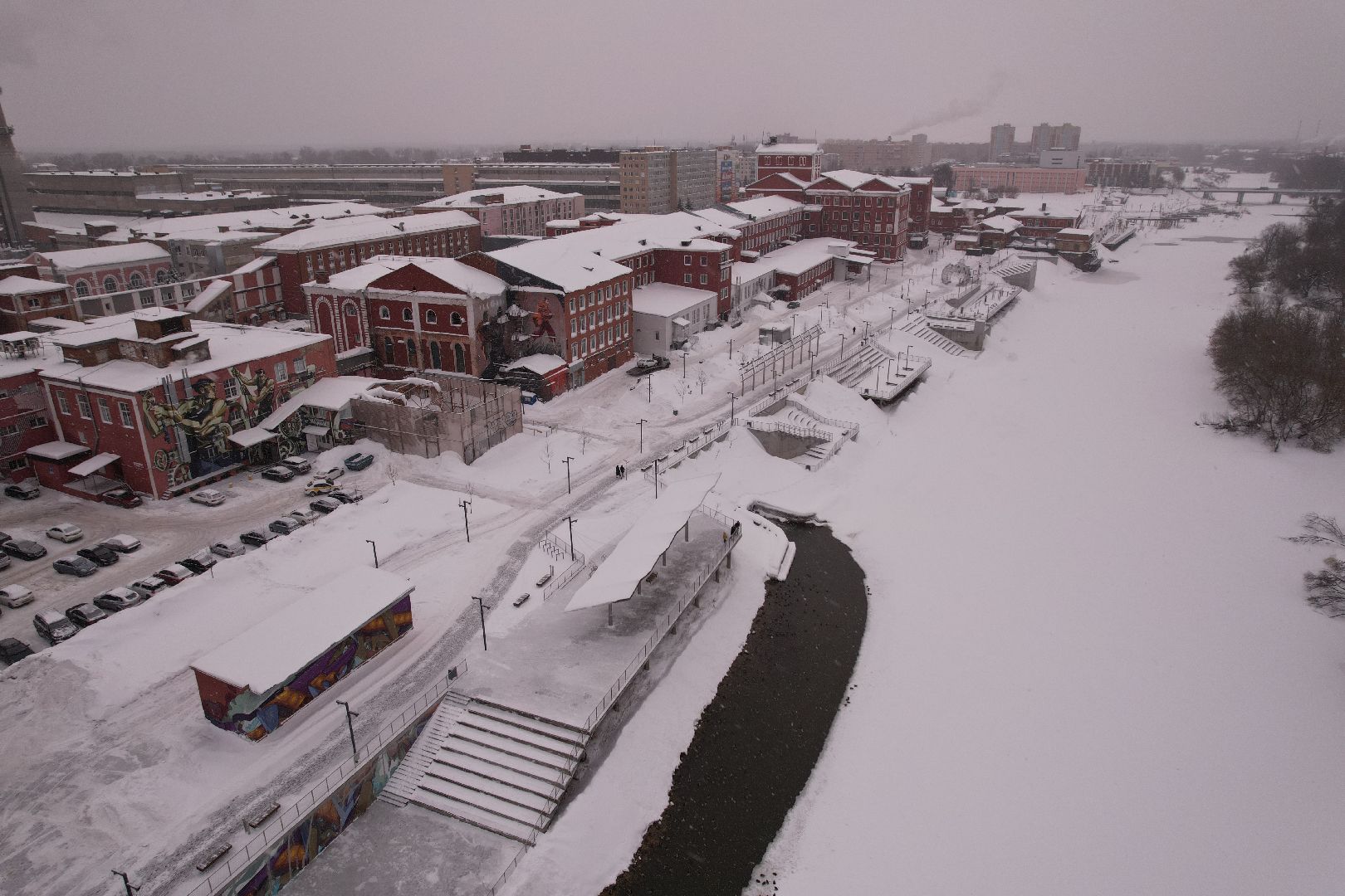 видео с коптера, орехово-зуево, благоустройство, набережная,