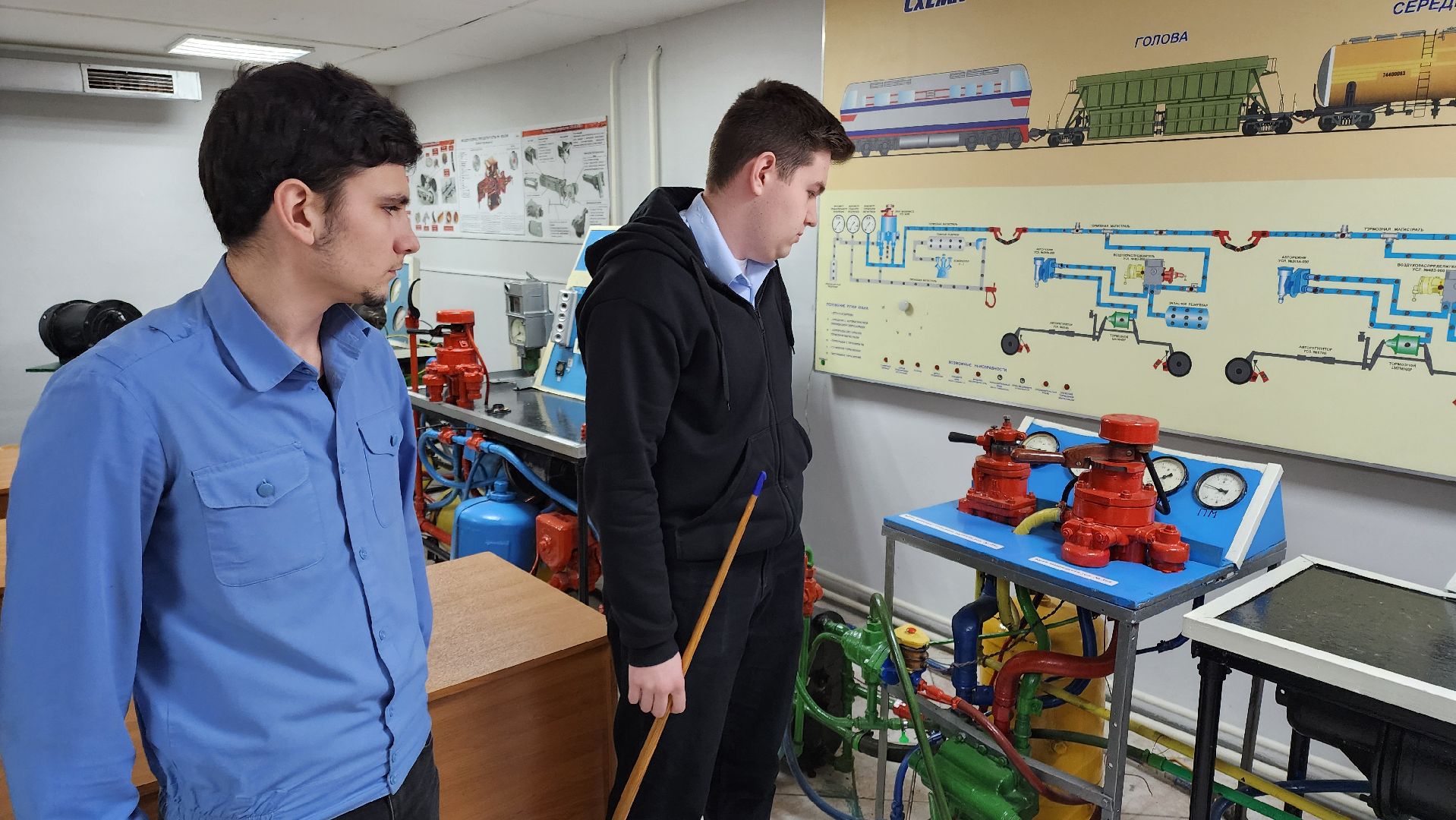 кашира, ожерелье, ожерельевский железнодорожный колледж, автотормоза, пневматормоза, подвижной состав, студенты, практические занятия,