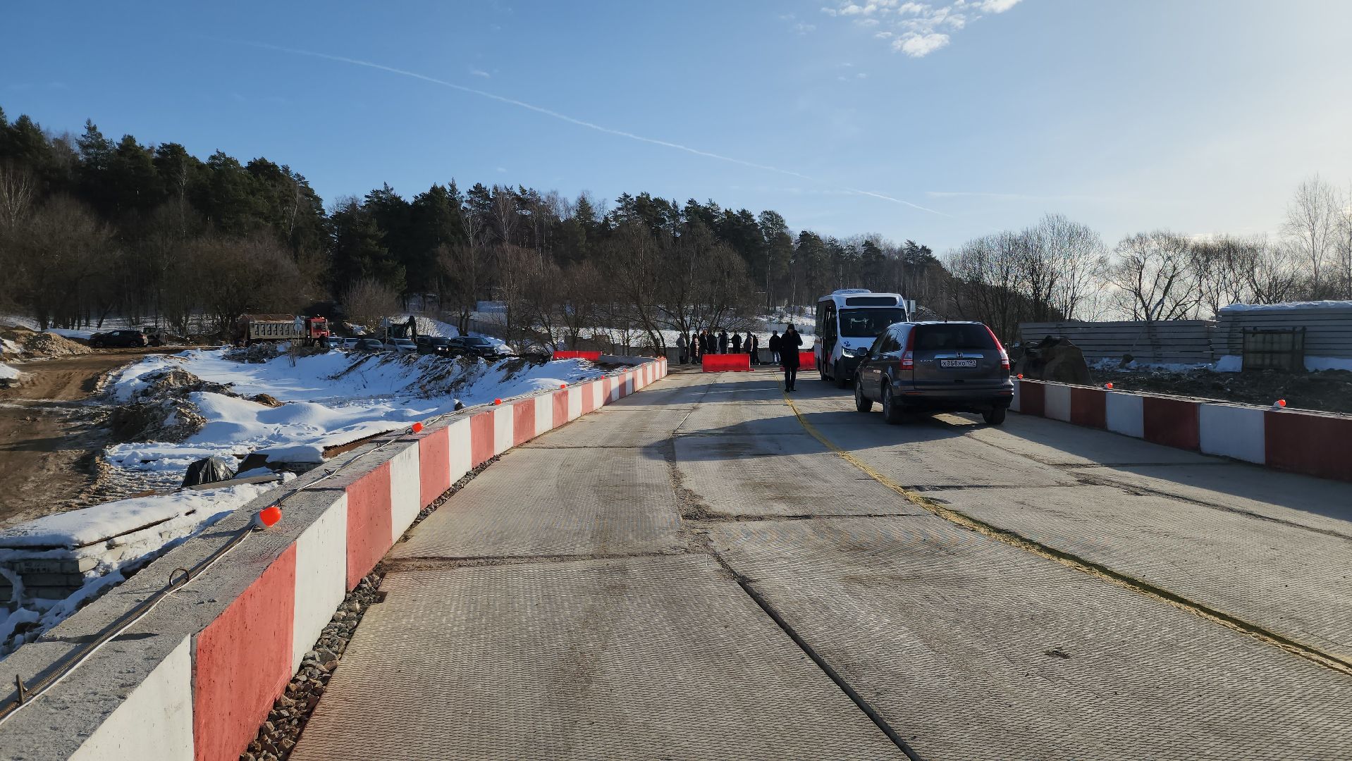 Подольск, деревня Кутьино, временный мост, строительство,