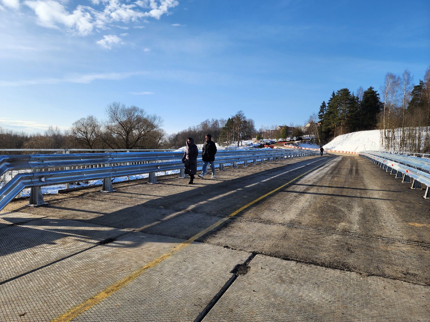 Подольск, деревня Кутьино, временный мост, строительство,