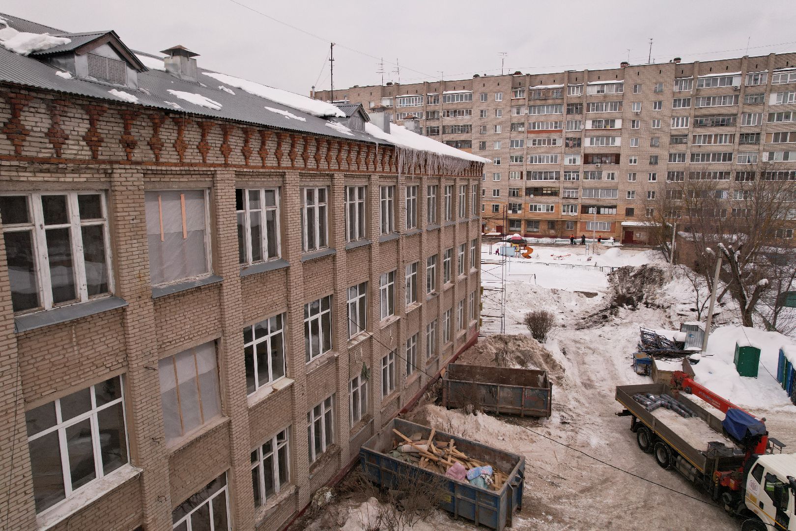 видео с коптера, ремонт, школа,