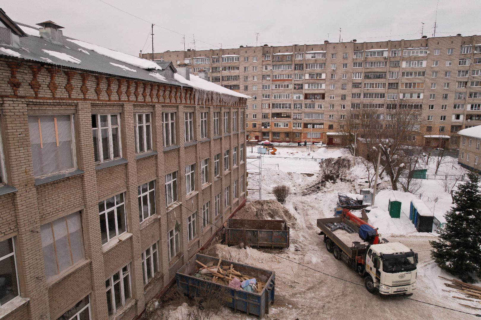 видео с коптера, ремонт, школа,