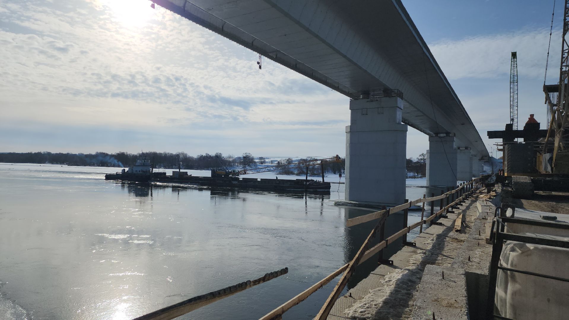 серпухов, река ока, мост через оку, весенний паводок, строительство моста, трасса М2,