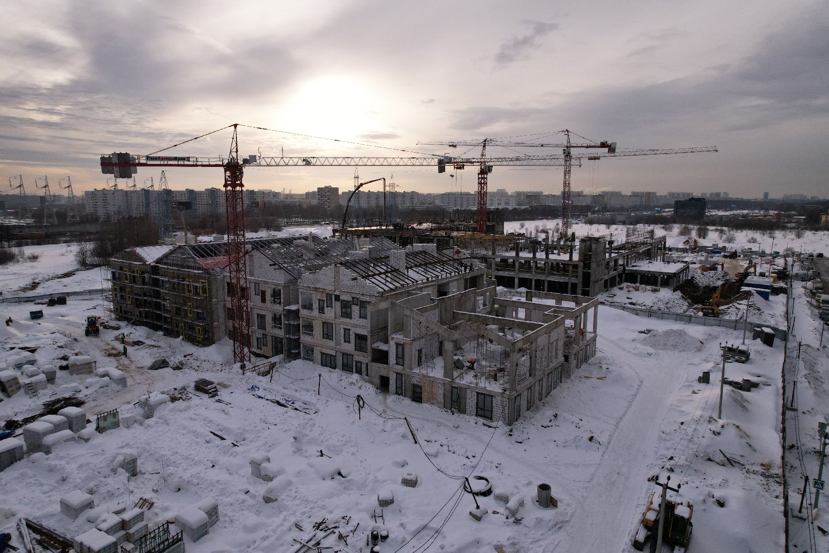 видео с коптера, детсад, строительство,