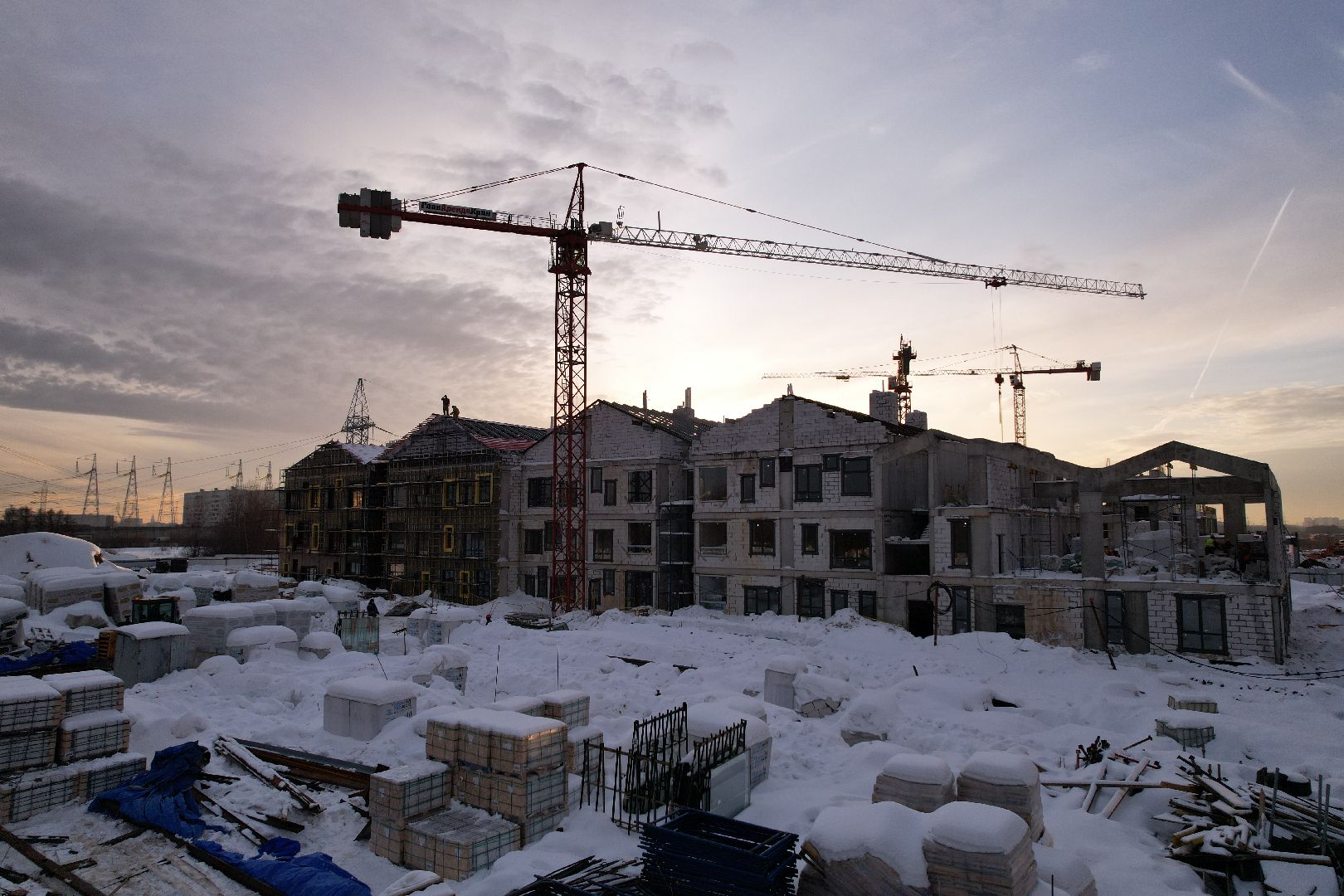 видео с коптера, детсад, строительство,