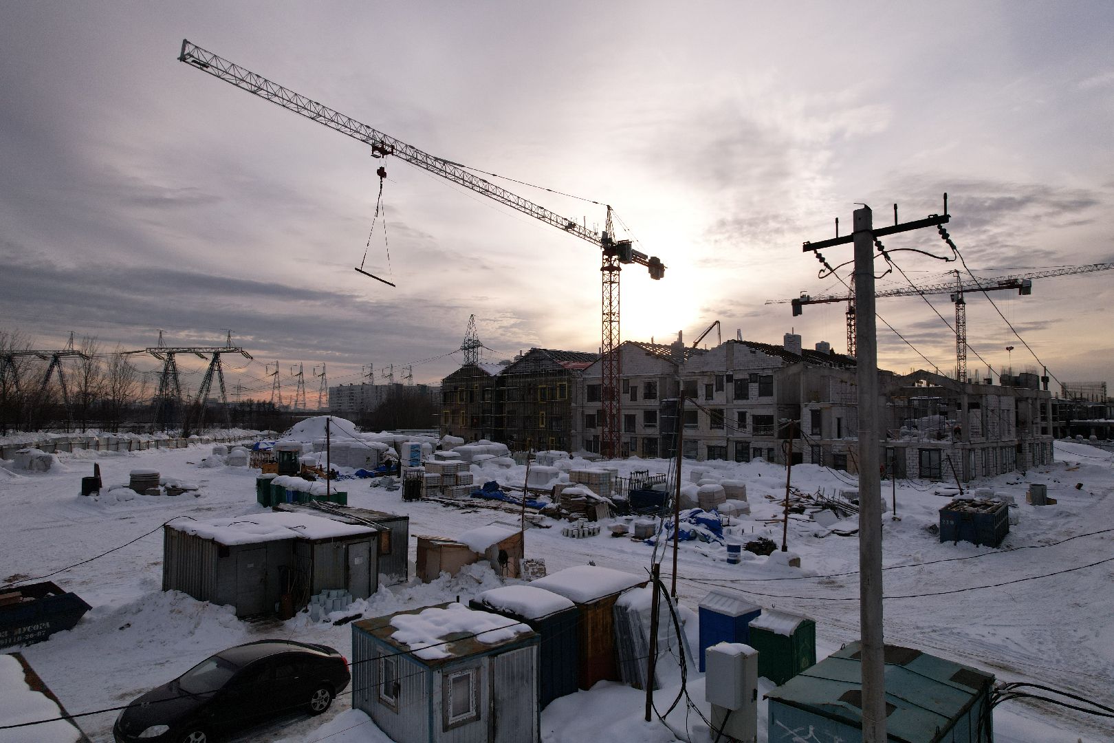 видео с коптера, детсад, строительство,