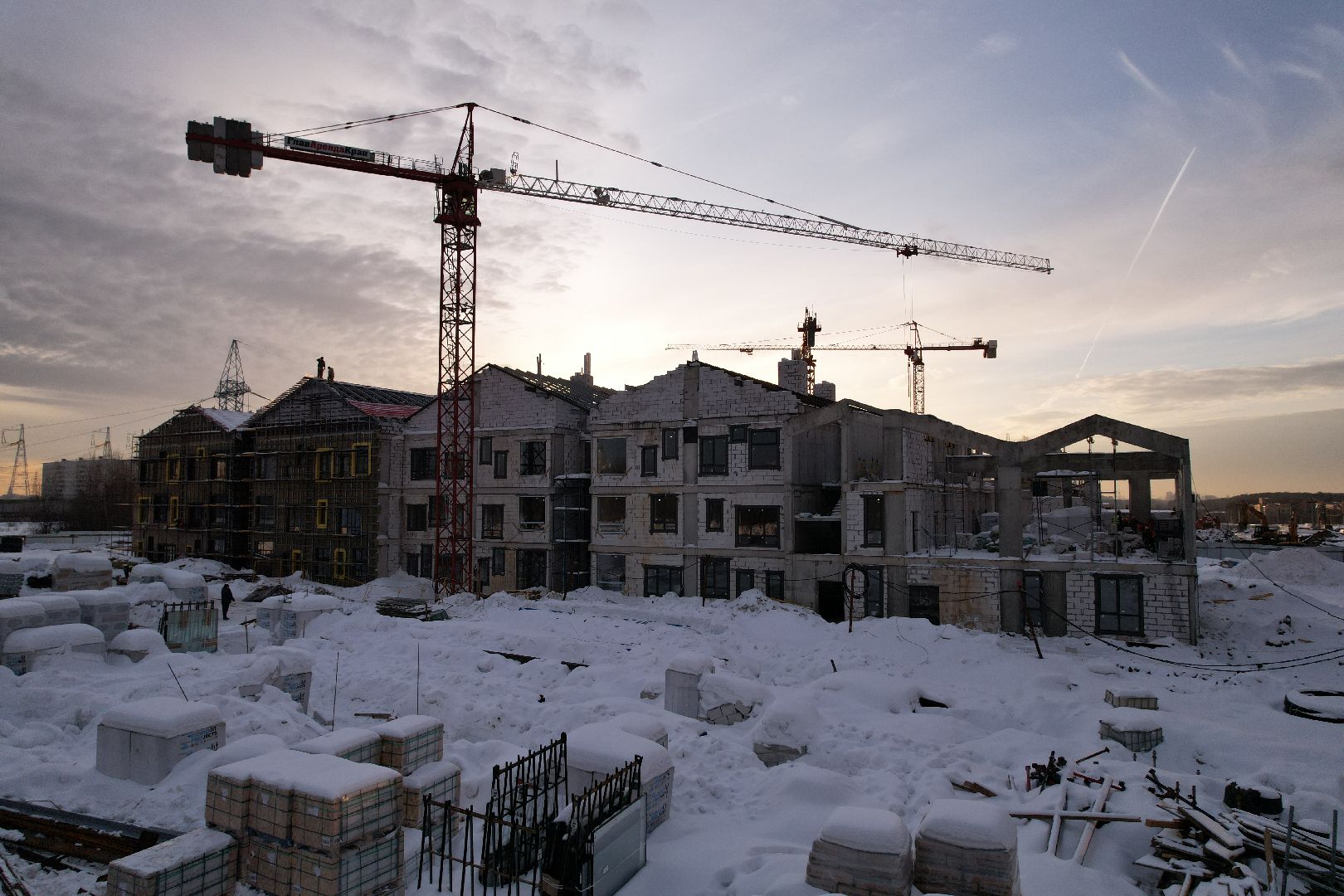 видео с коптера, детсад, строительство,