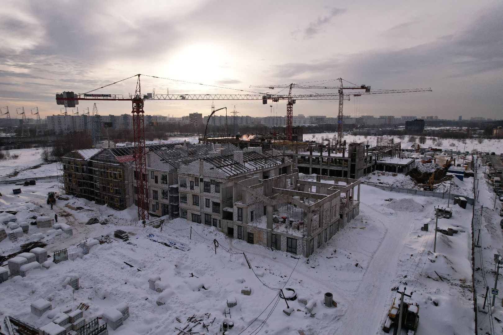 видео с коптера, детсад, строительство,