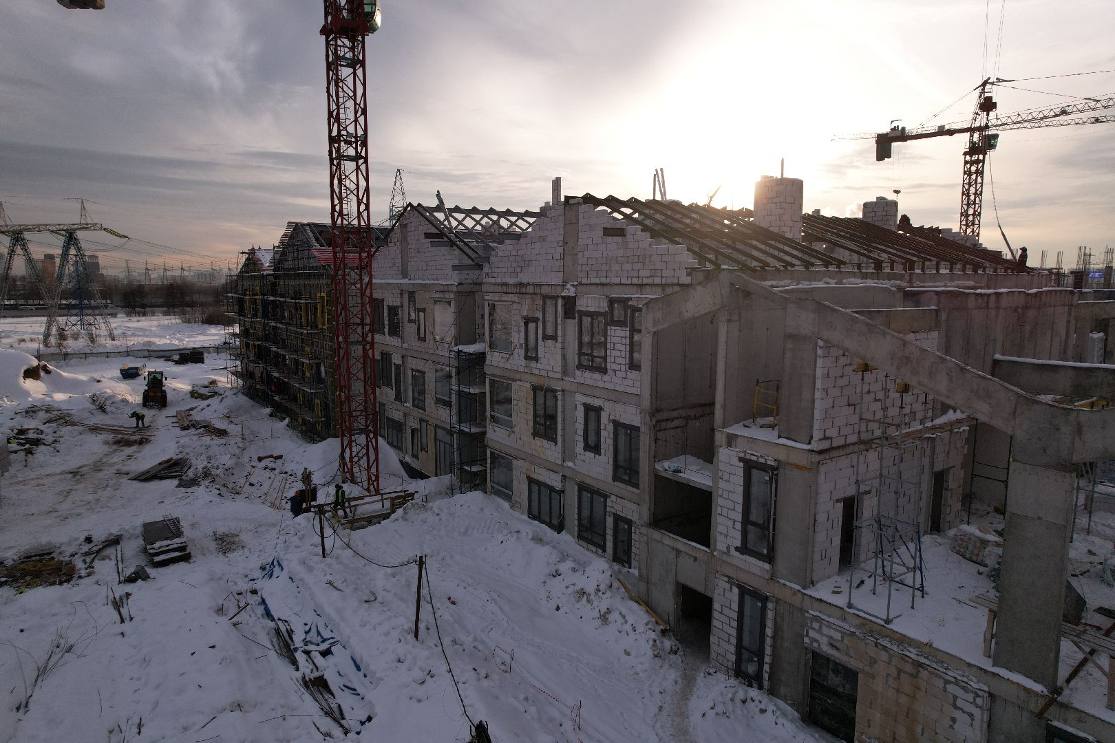 видео с коптера, детсад, строительство,