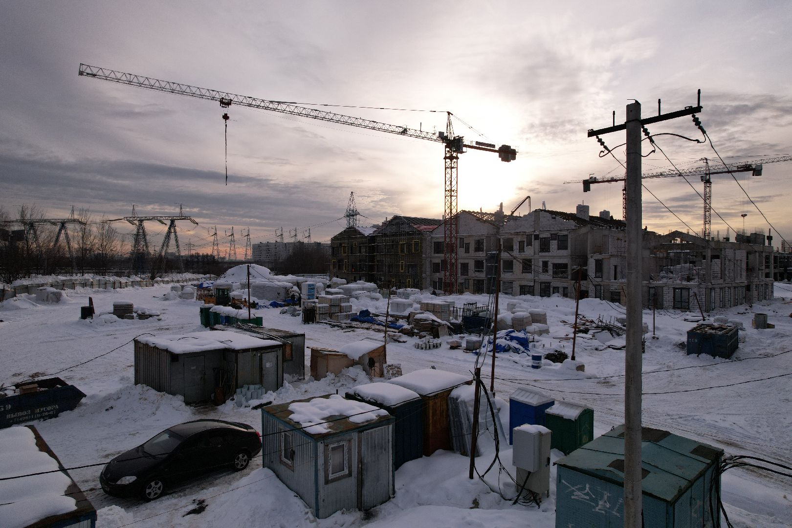 видео с коптера, детсад, строительство,