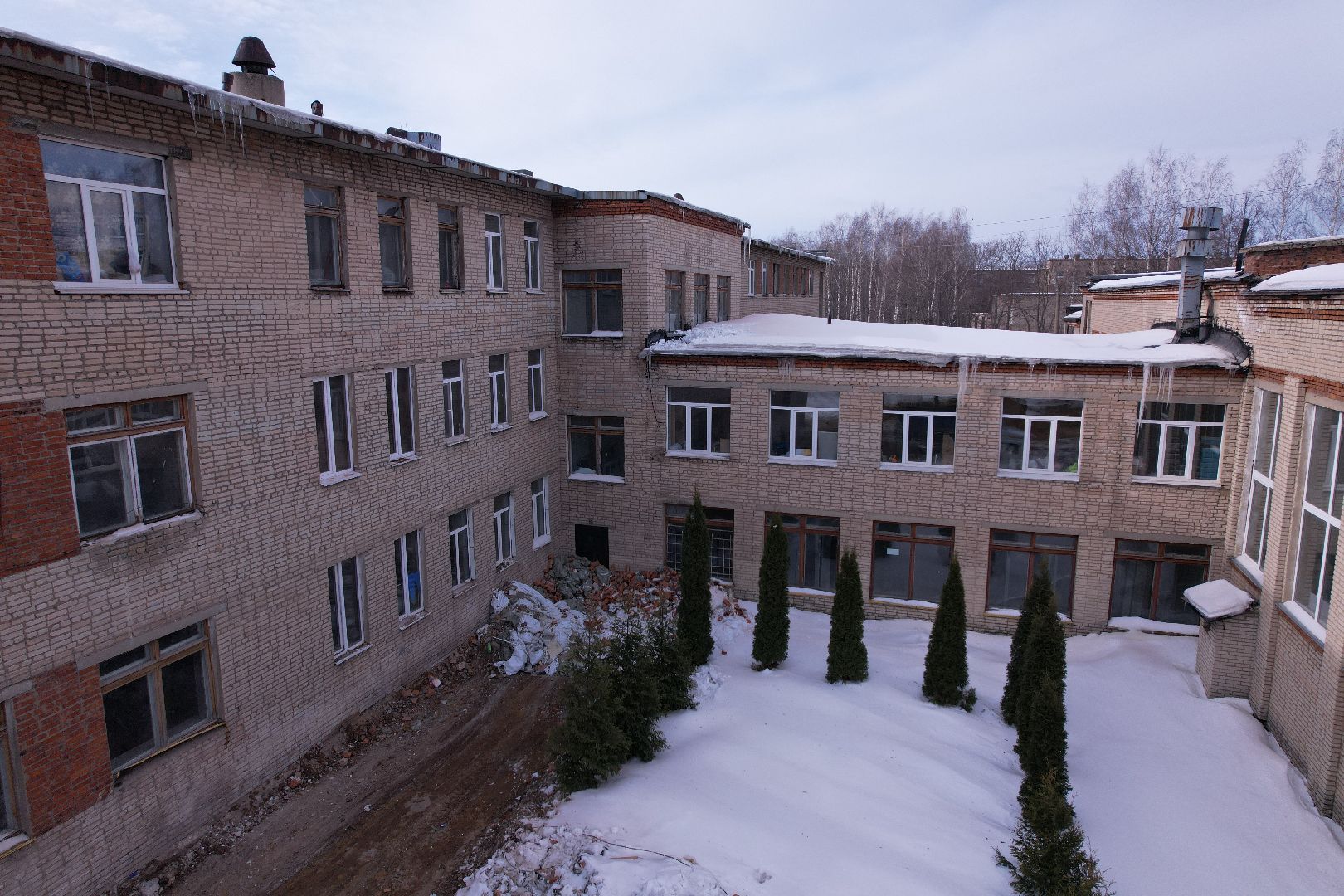 видео с коптера, школа, ремонт,