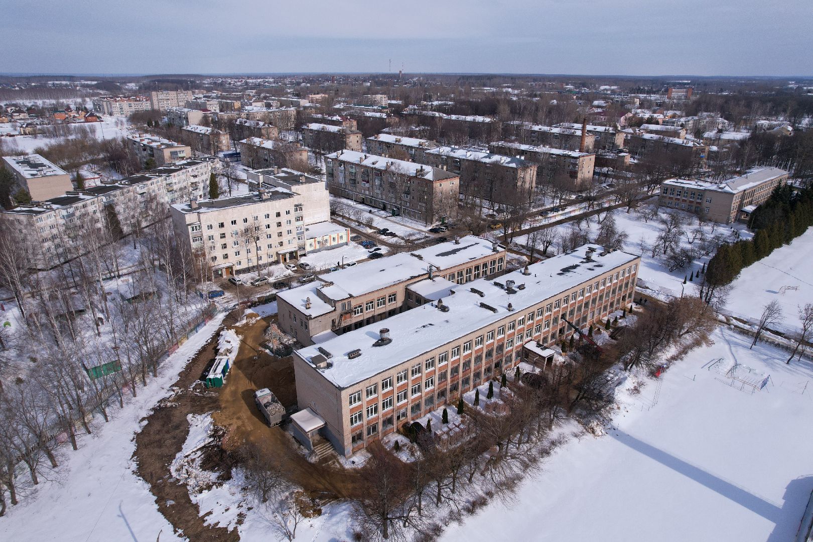 видео с коптера, школа, ремонт,