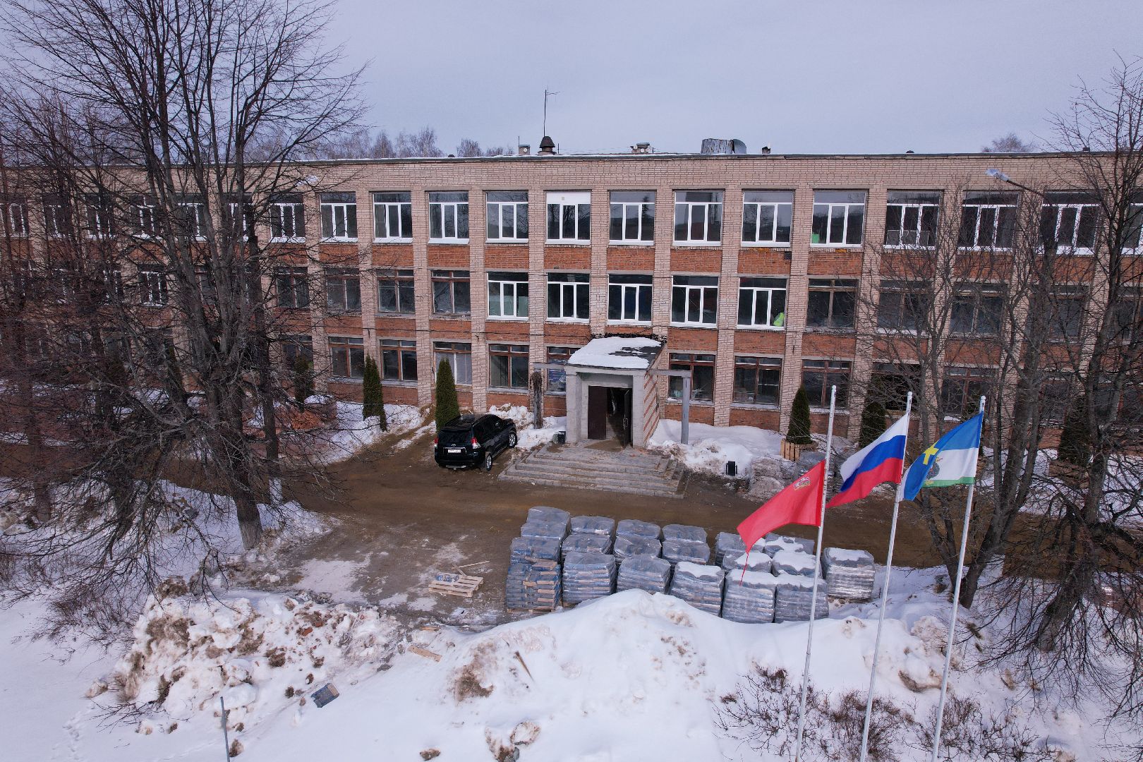 видео с коптера, школа, ремонт,