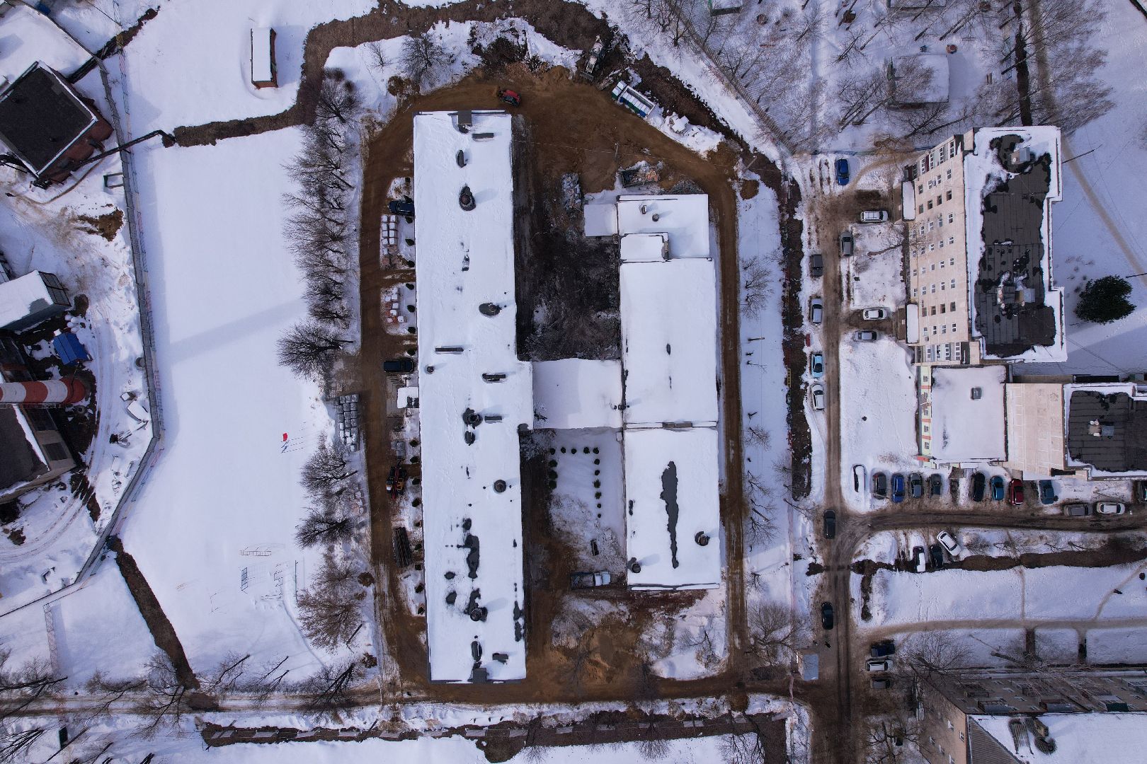 видео с коптера, школа, ремонт,