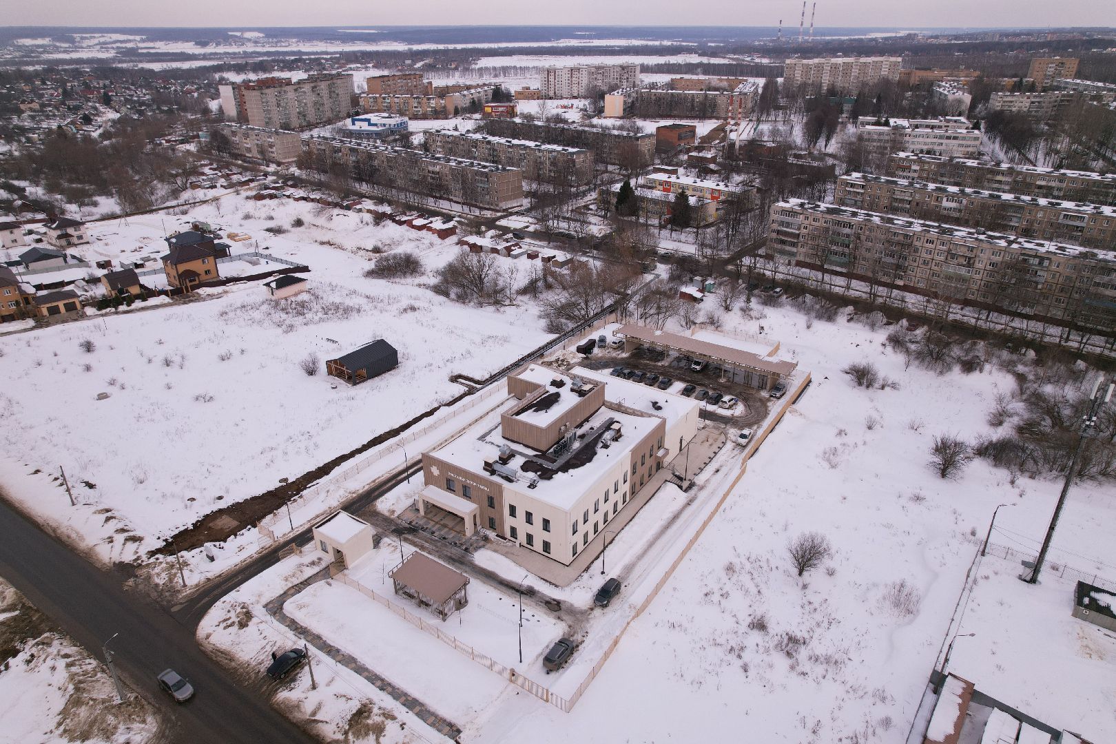 видео с коптера, скорая, подстанция,