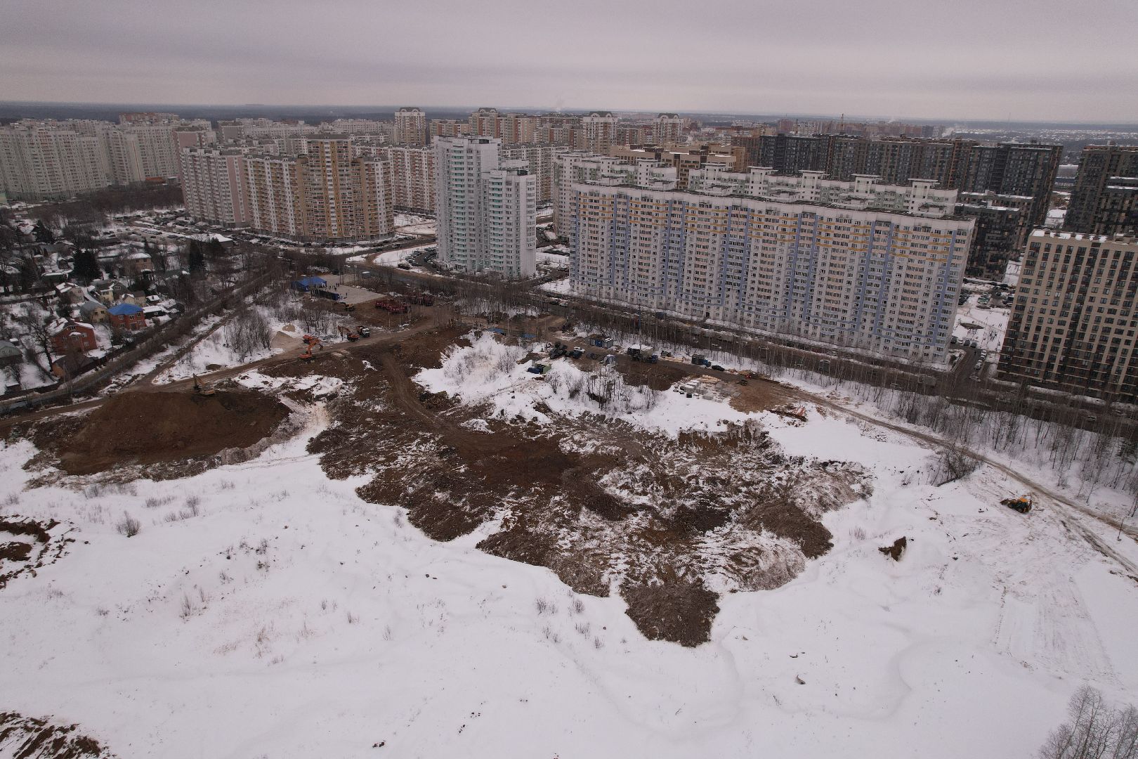 видео с коптера, больница, строительство,