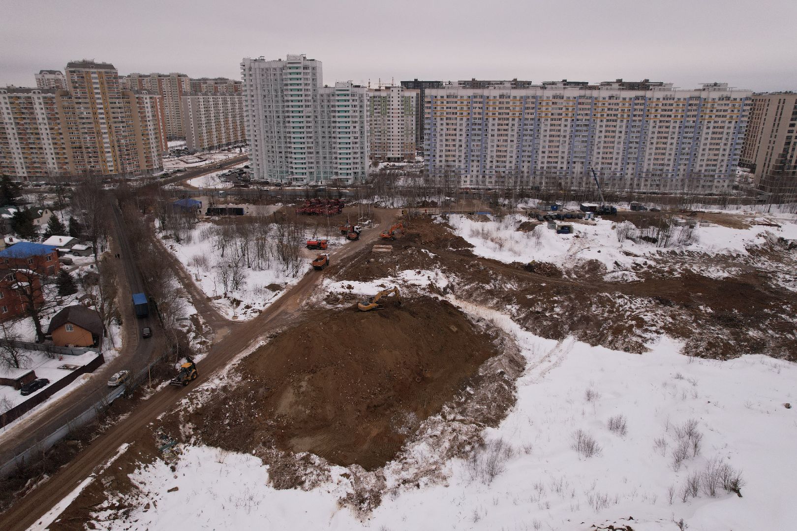 видео с коптера, больница, строительство,