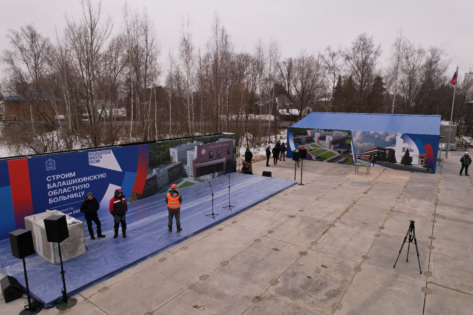 видео с коптера, больница, строительство,