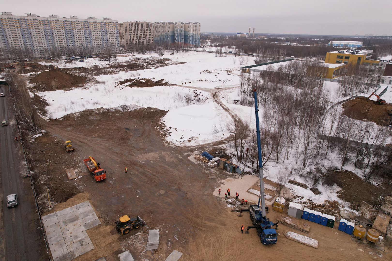 видео с коптера, больница, строительство,