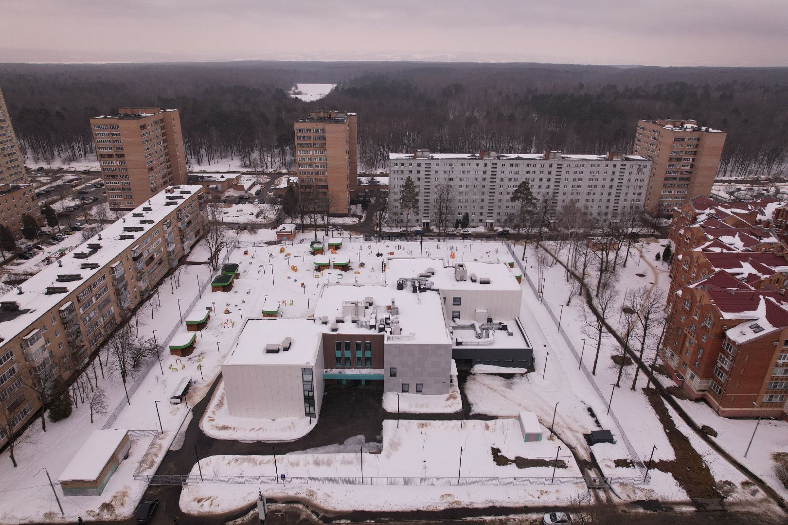 детские сады, видео с коптера, строительство,