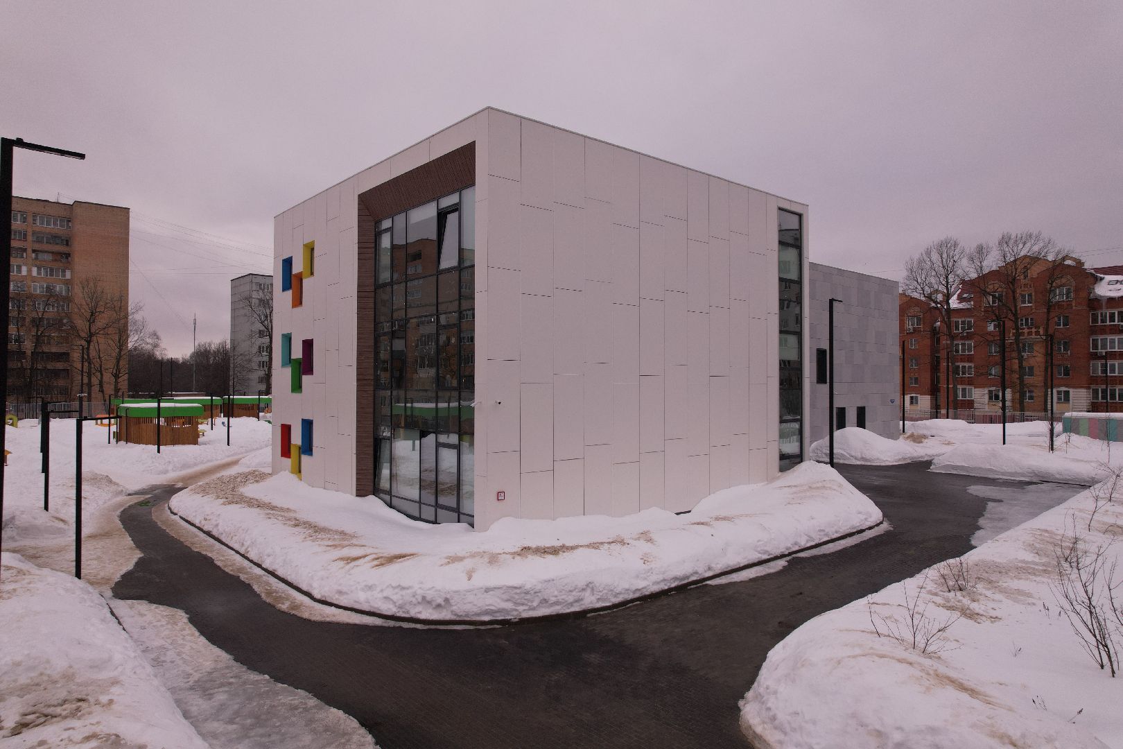 детские сады, видео с коптера, строительство,