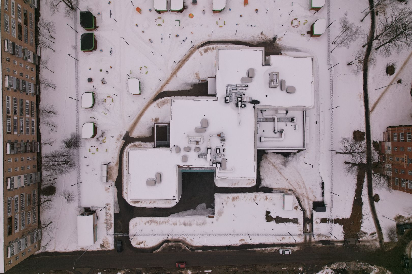 детские сады, видео с коптера, строительство,