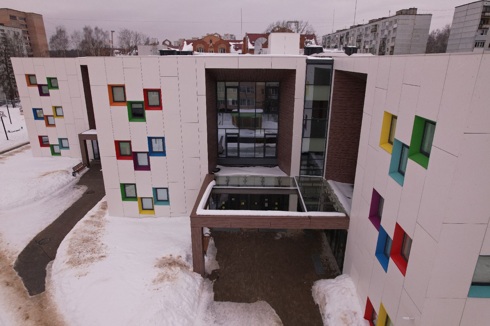 детские сады, видео с коптера, строительство,