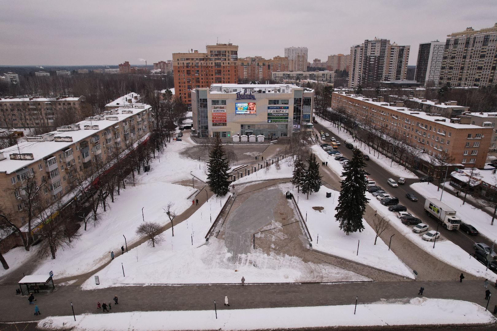 видео с коптера, пушкино, благоустройство,