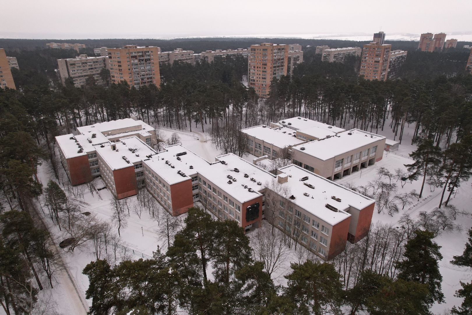видео с коптера, протвино, лесничество, дети, школа,