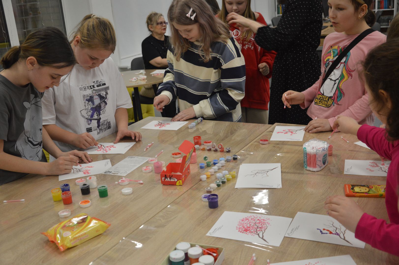 шатура, сакура, пуантилизм, мастер-класс по рисованию, культура, культура подмосковья, городской округ культура, творчество, библиотекарь,