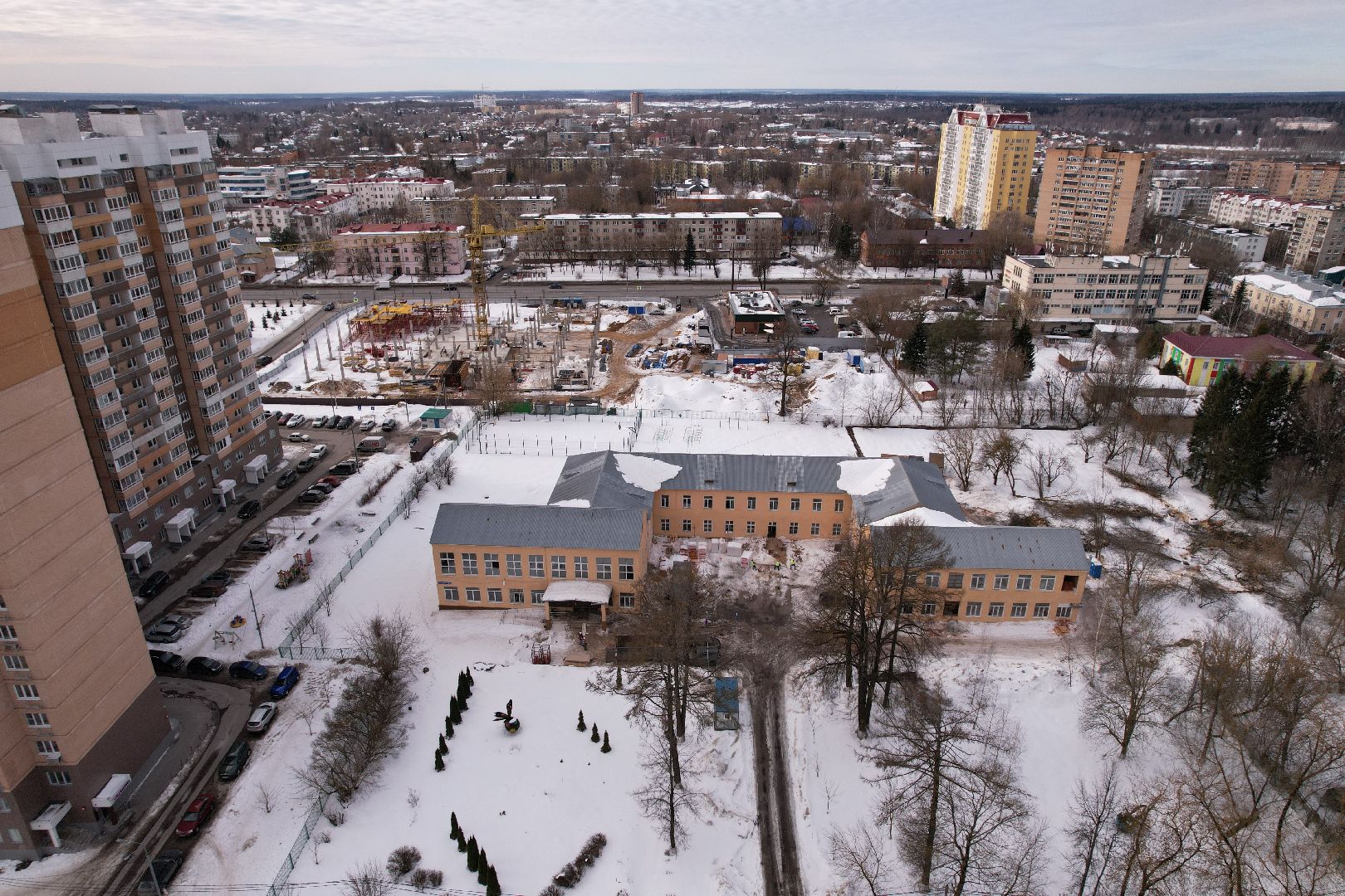 видео с коптера, солнечногорск, ремонт, школа,