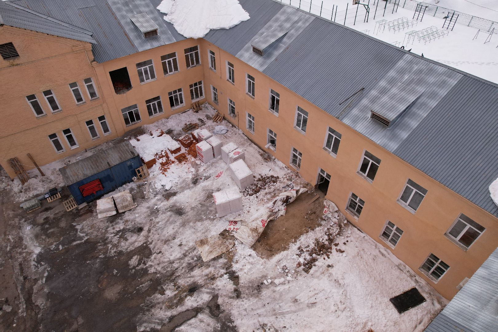 видео с коптера, солнечногорск, ремонт, школа,