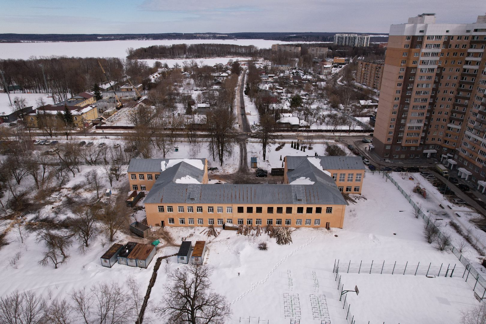 видео с коптера, солнечногорск, ремонт, школа,