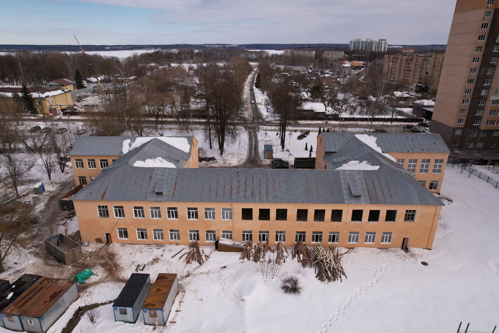 видео с коптера, солнечногорск, ремонт, школа,