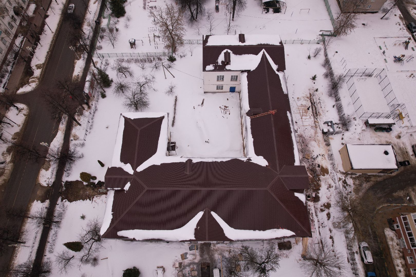 видео с коптера, ступино, ремонт, школа,