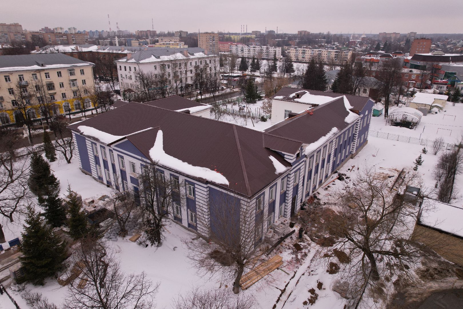 видео с коптера, ступино, ремонт, школа,