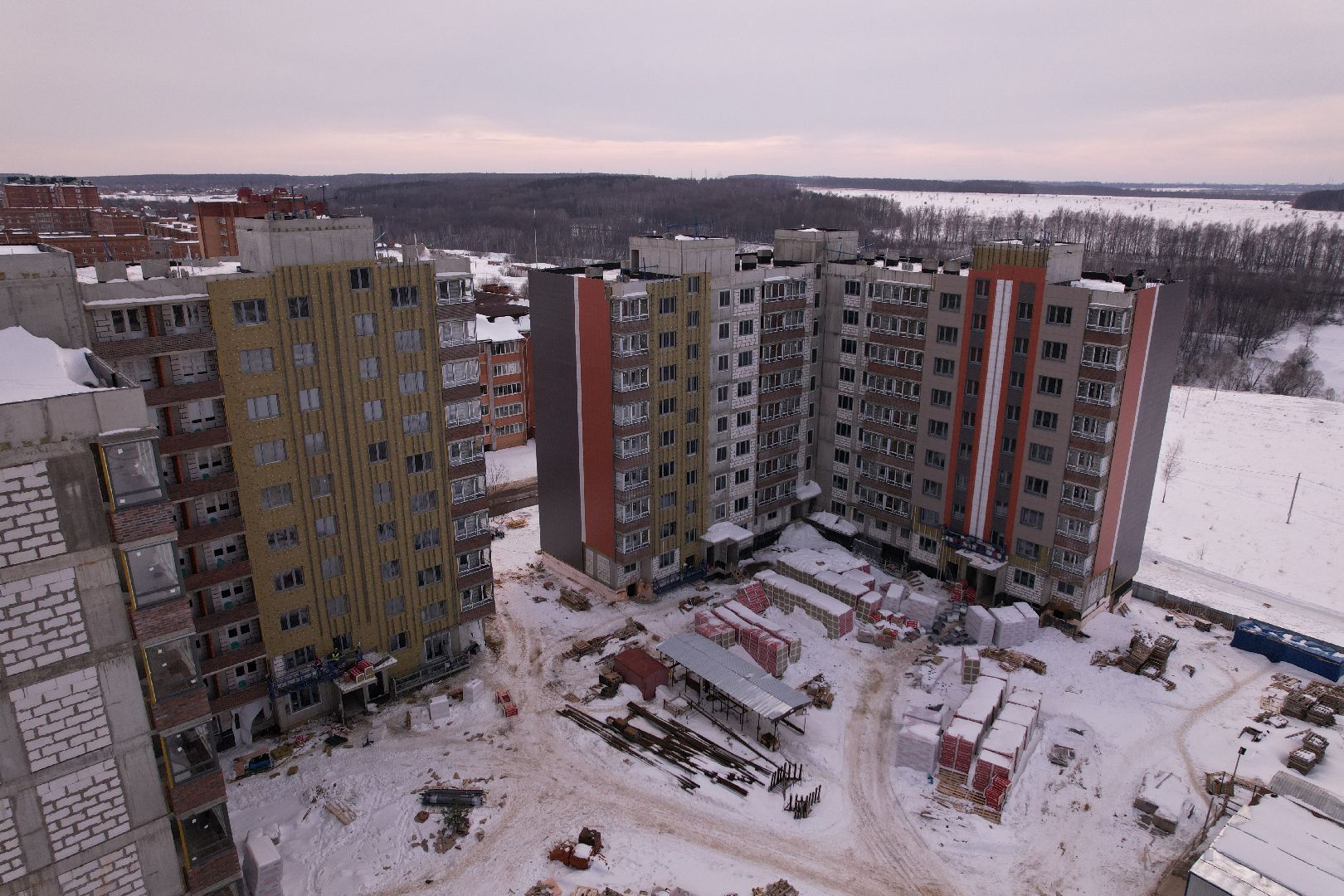 видео с коптера, кашира, строительство,