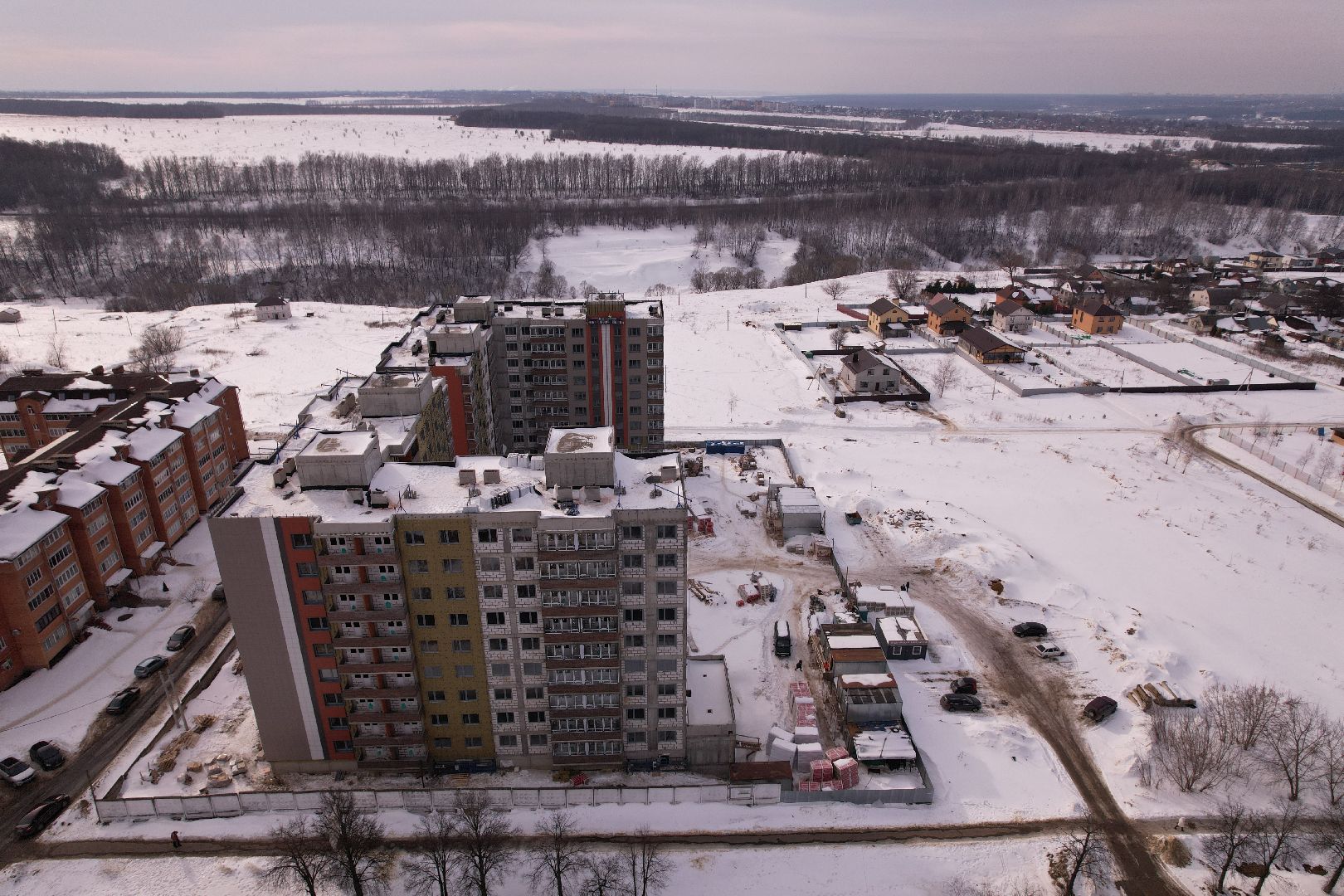 видео с коптера, кашира, строительство,