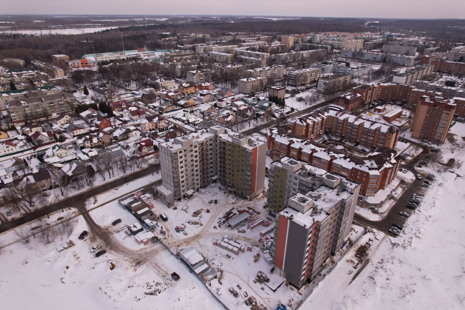 видео с коптера, кашира, строительство,