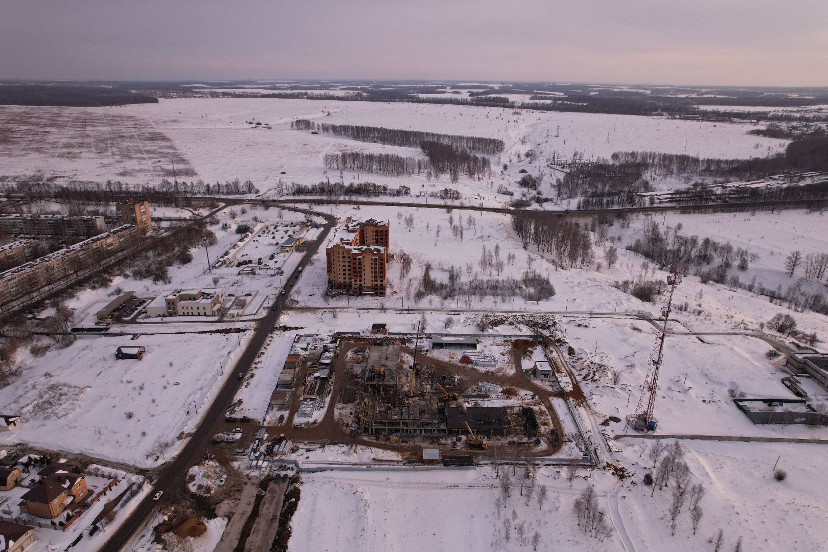 видео с коптера, кашира, строительство, полиция,