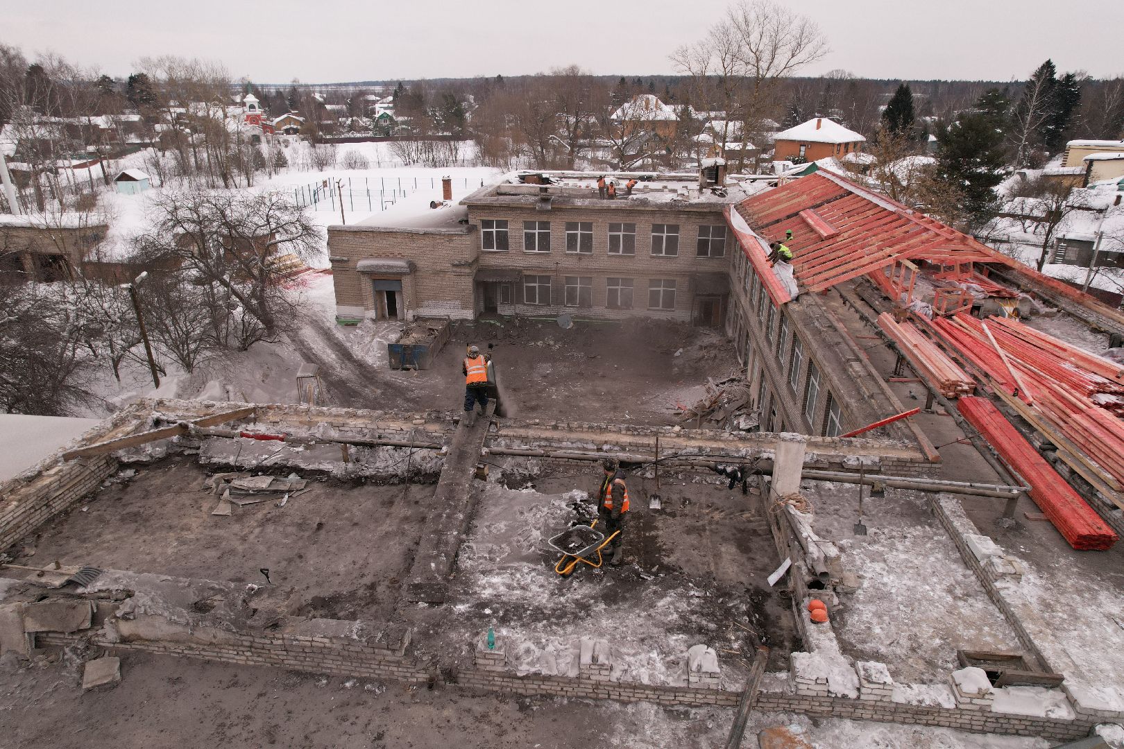 видео с коптера, школа,