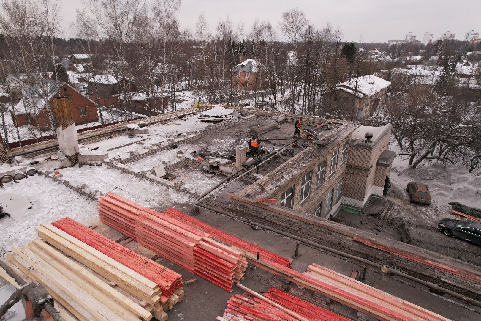 видео с коптера, школа,