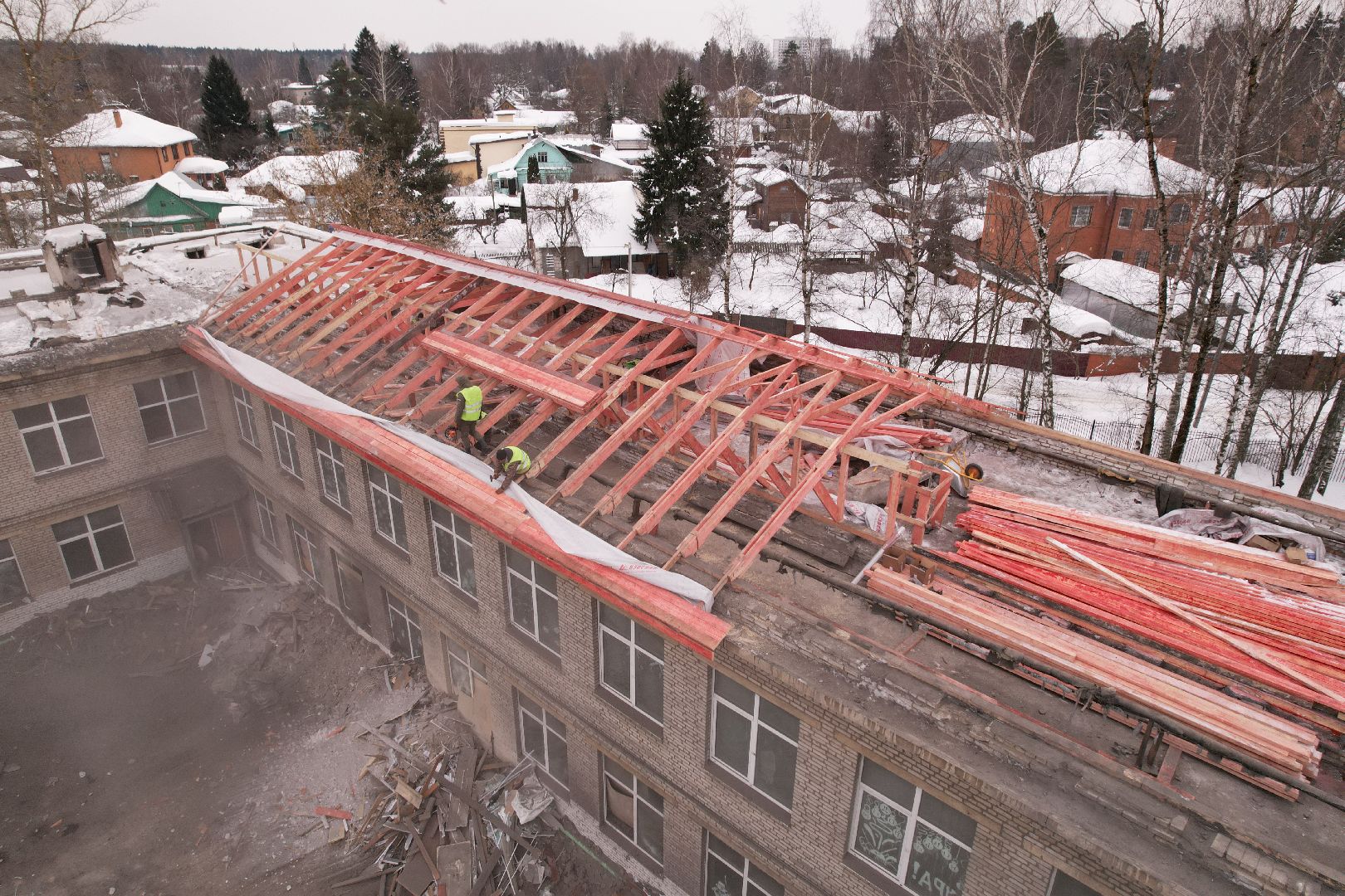 видео с коптера, школа,