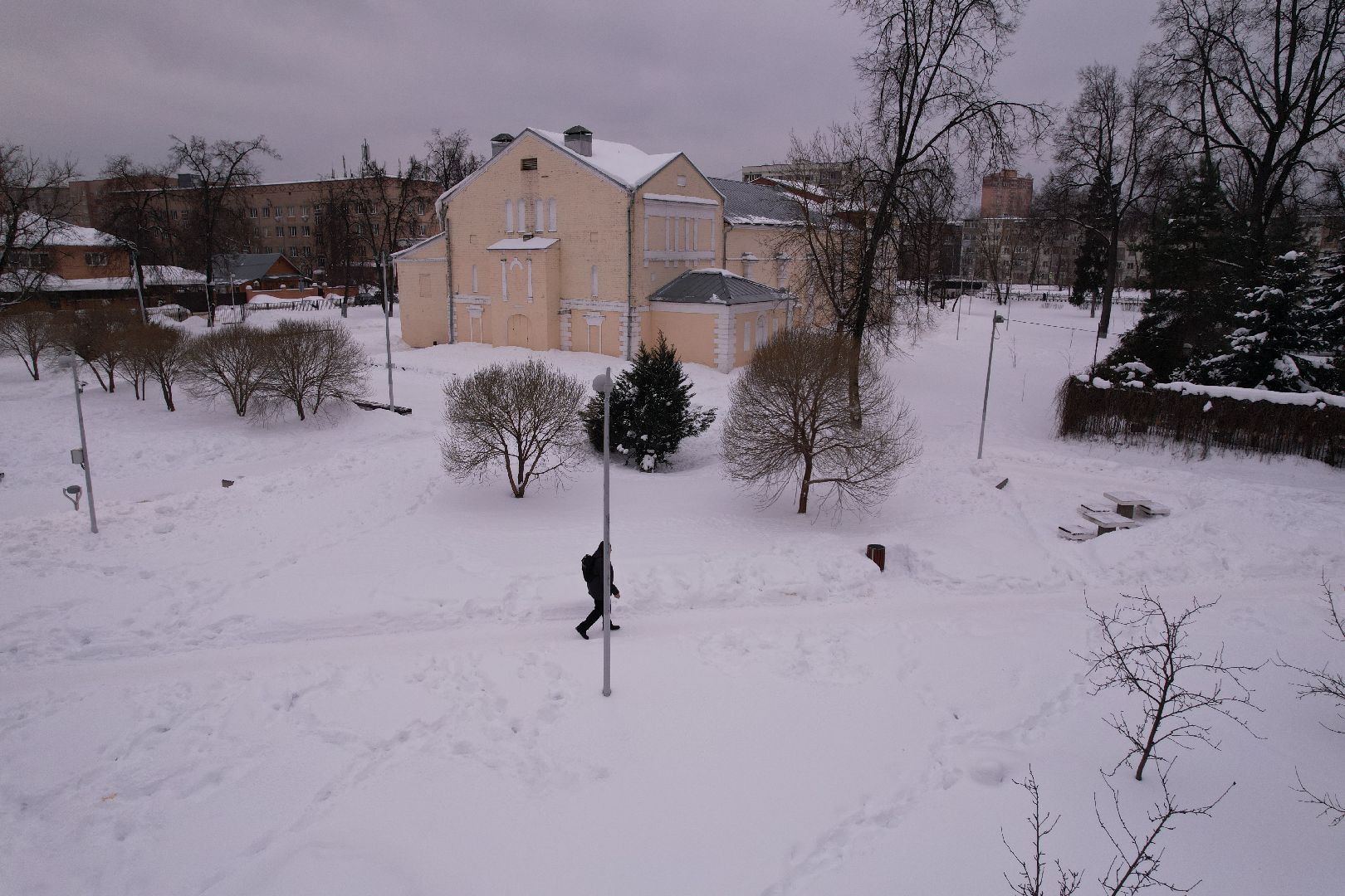 видео с коптера, пушкино, школа,